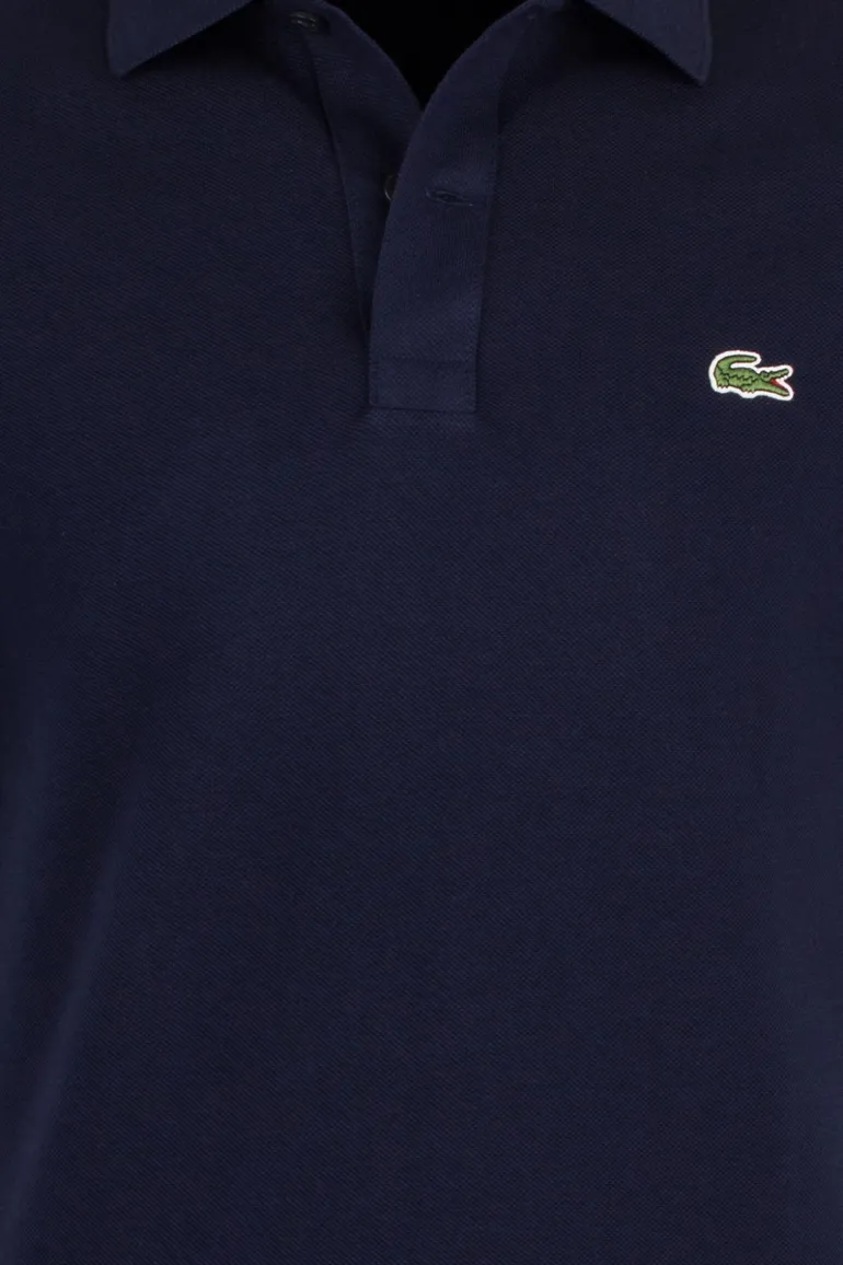 Donkerblauwe polo Lacoste slim fit effen katoen