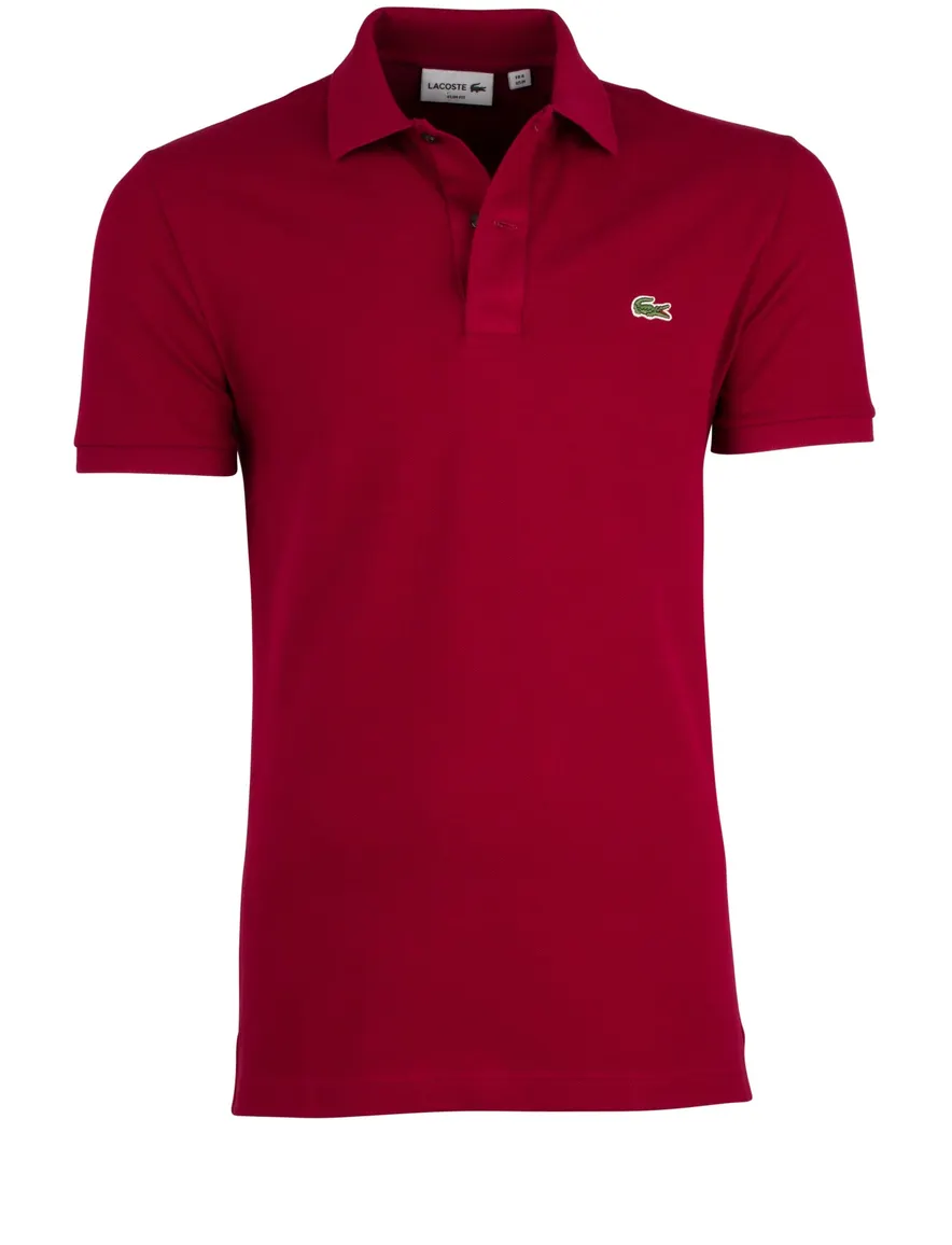 Lacoste polo slim fit bordeaux effen katoen