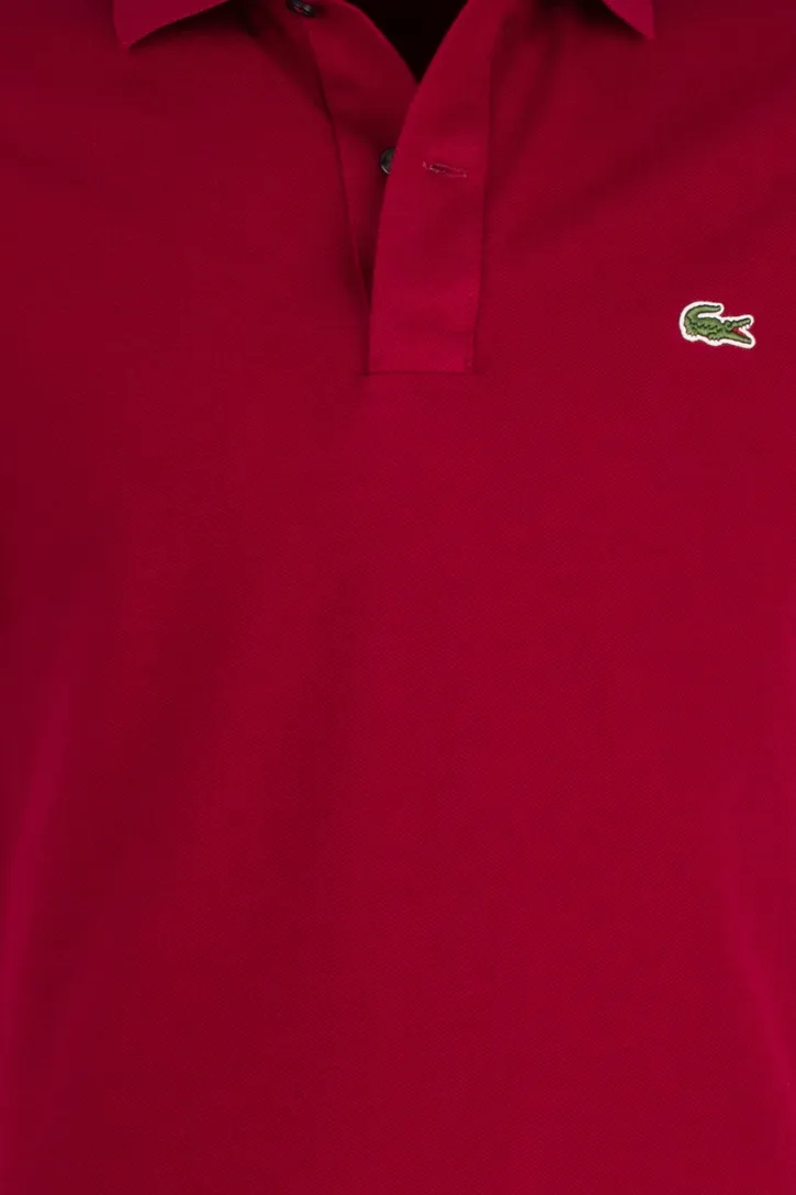 Lacoste polo bordeaux effen katoen slim fit