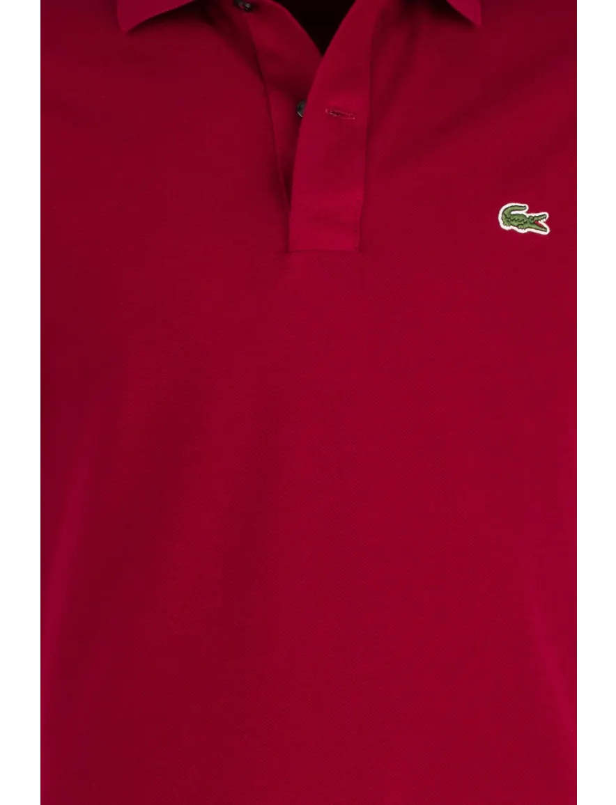 Lacoste polo slim fit bordeaux effen katoen