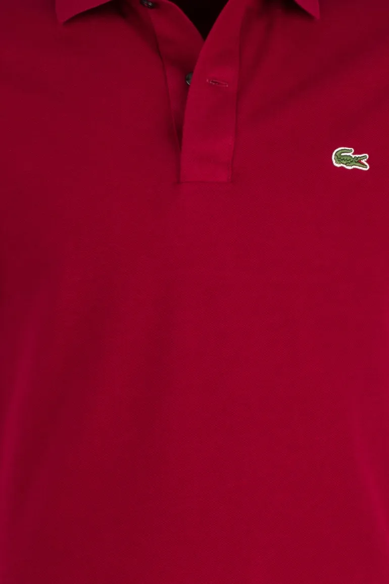 polo Lacoste bordeaux effen katoen slim fit