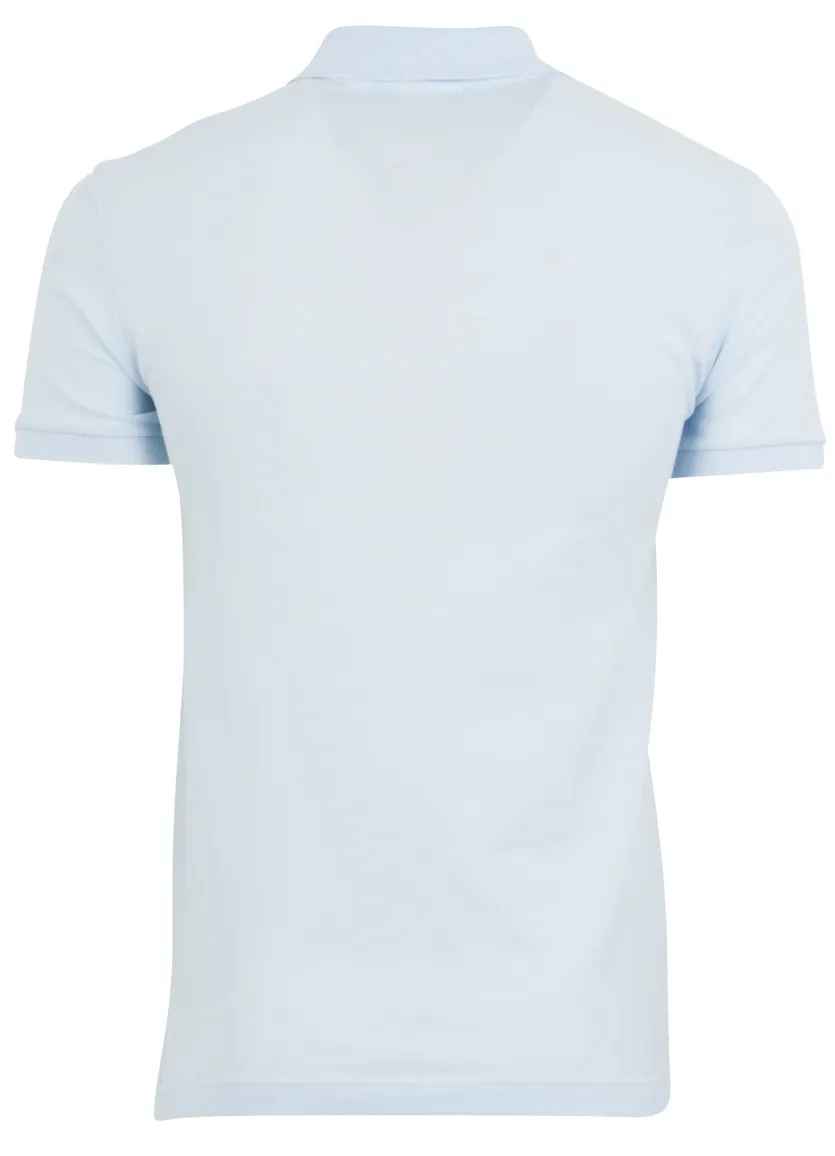 polo Lacoste lichtblauw effen katoen slim fit