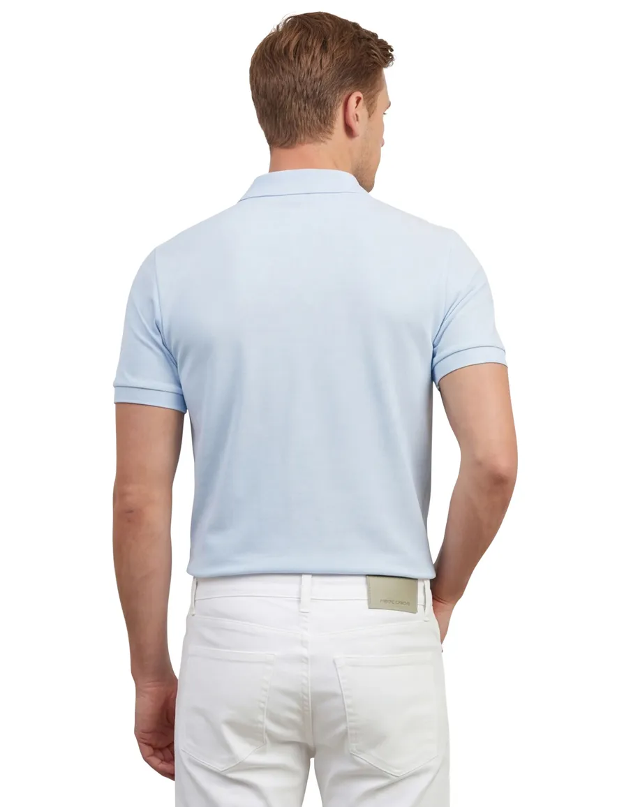 polo Lacoste lichtblauw effen katoen slim fit