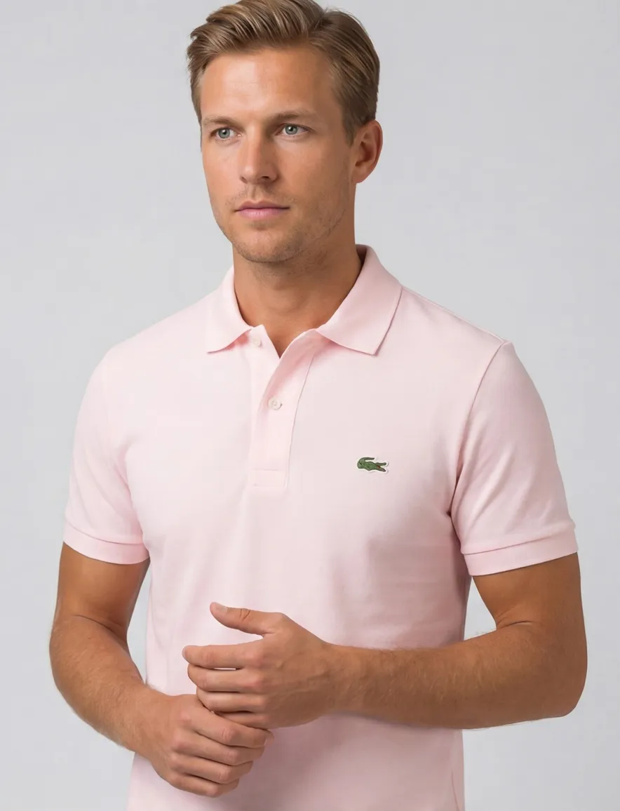 Lichtroze polo Lacoste Slim Fit