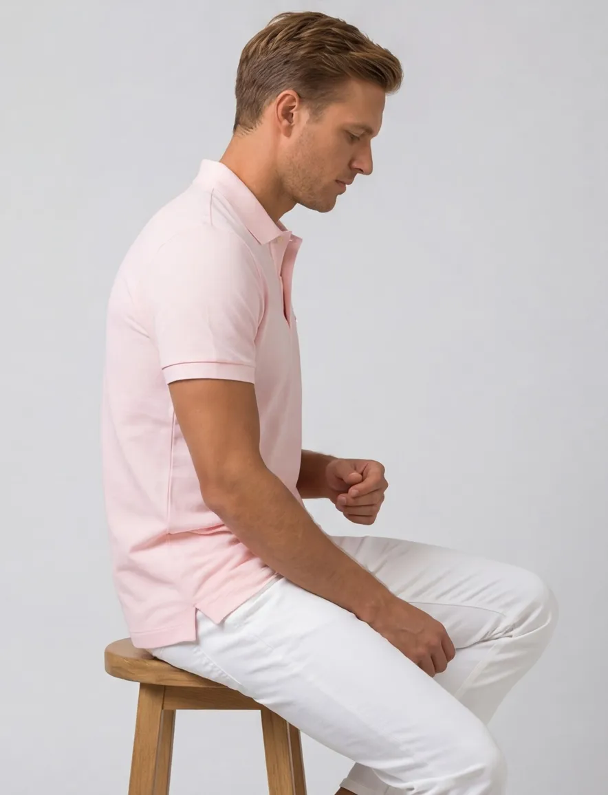 Lichtroze polo Lacoste Slim Fit