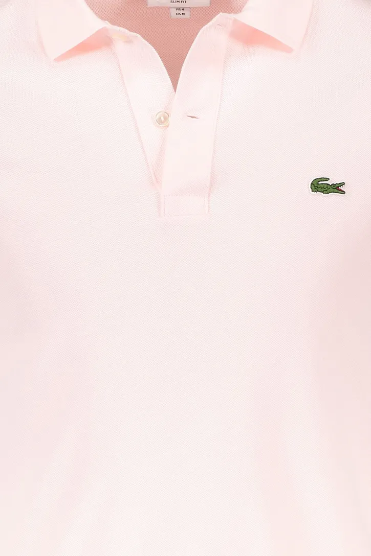 Polo Lacoste slim fit lichtroze