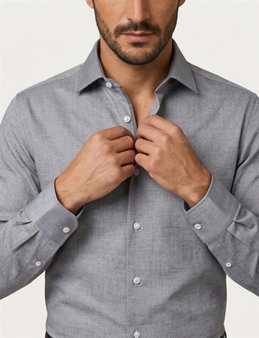 Seidensticker Shaped shirt grijs chambray