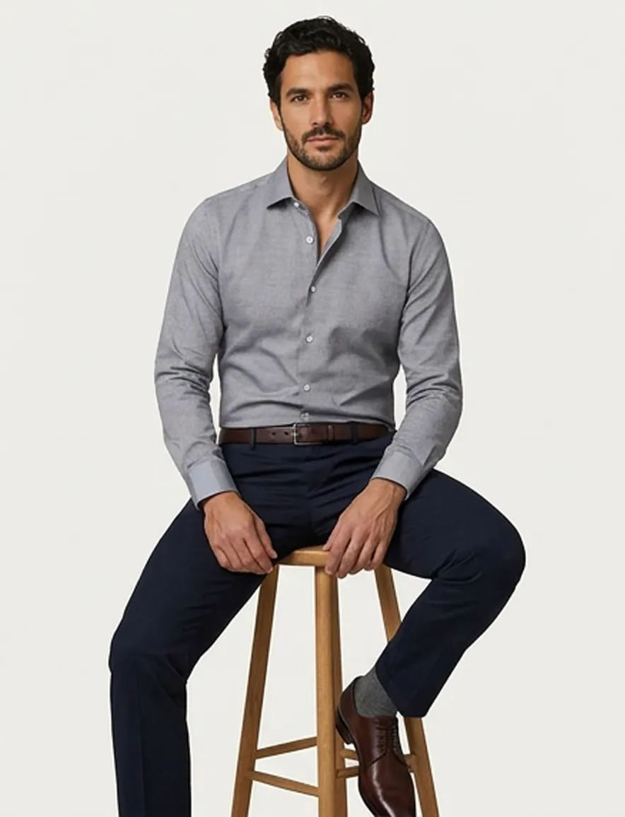 Seidensticker Shaped shirt grijs chambray