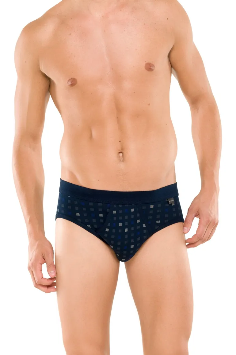 5=4 Schiesser slip donkerblauw motief 2-pack