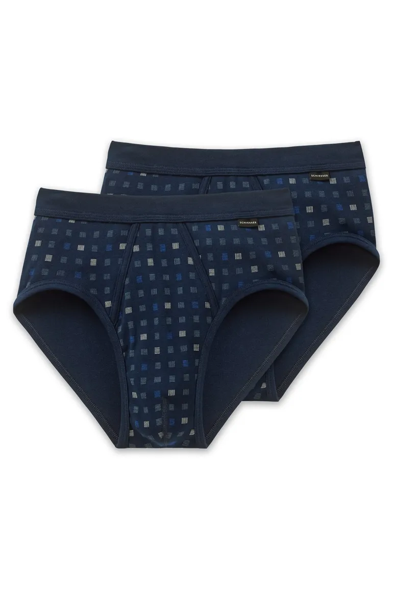 5=4 Schiesser Essentials slip donkerblauw motief 2-pack katoen