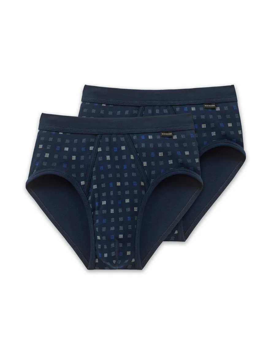 5=4 Schiesser slip donkerblauw motief 2-pack