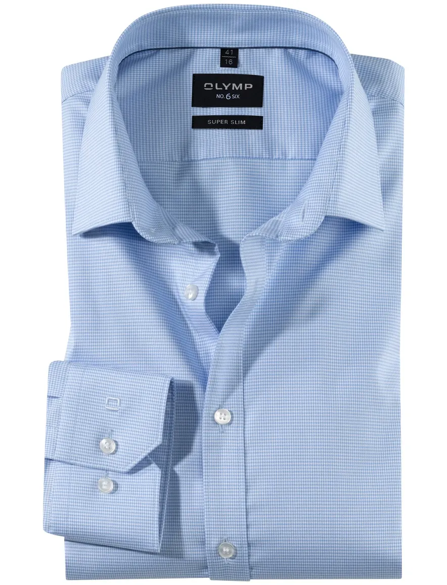 Olymp overhemd No. 6 super slim fit ruitjes blauw