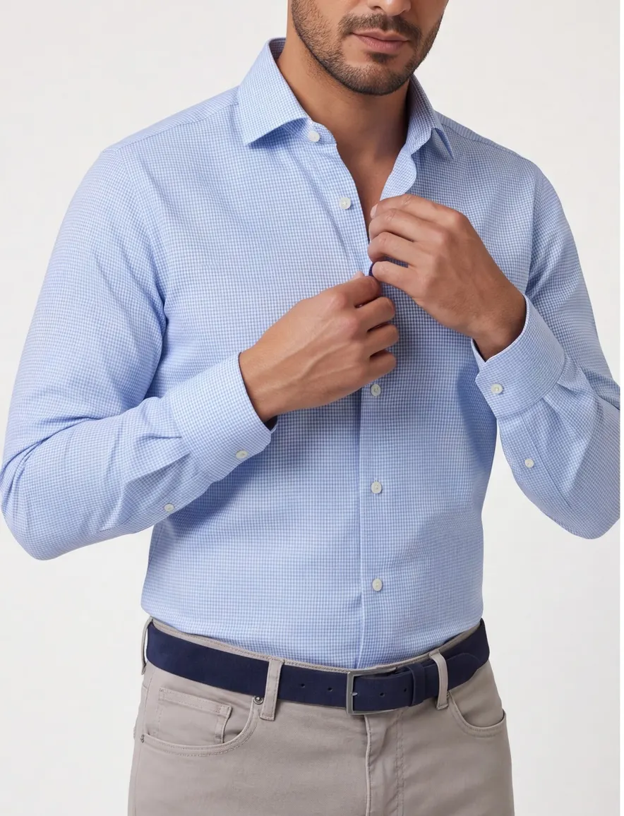 Olymp overhemd No. 6 super slim fit ruitjes blauw