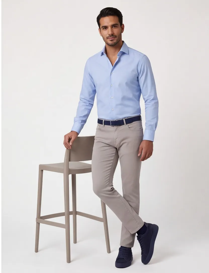 Overhemd Olymp No. 6 super slim fit blauw geruit