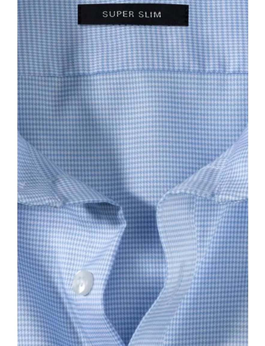 Olymp overhemd No. 6 super slim fit ruitjes blauw
