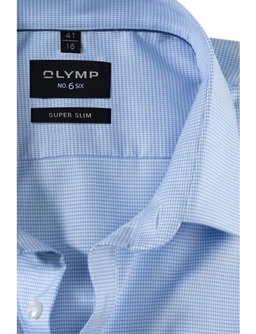 Olymp overhemd No. 6 super slim fit ruitjes blauw