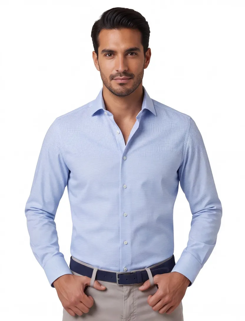 Overhemd Olymp No. 6 super slim fit blauw geruit