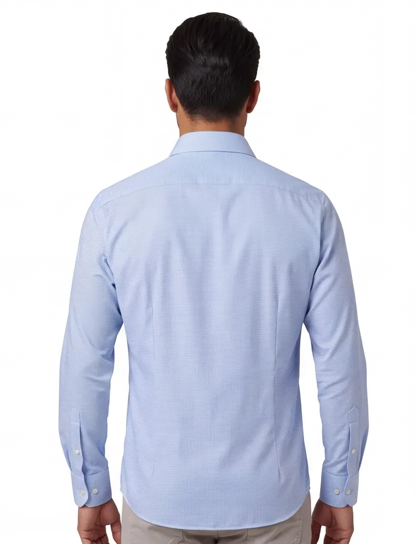 Overhemd Olymp No. 6 super slim fit blauw geruit