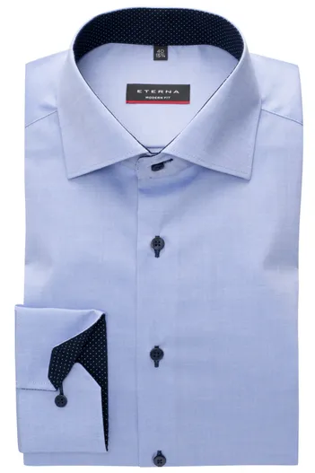 Eterna Eterna sleeve 7 overhemd blauw navy knopen