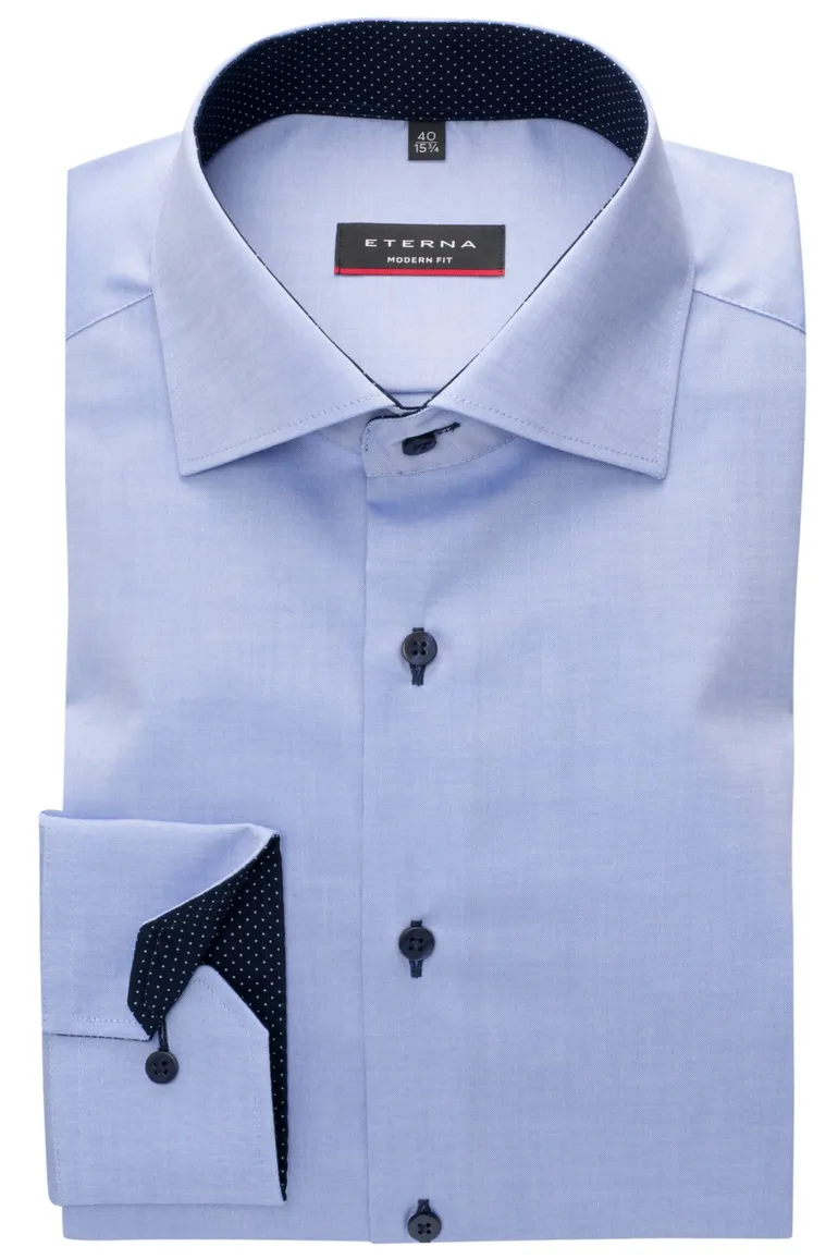 Eterna sleeve 7 overhemd blauw navy knopen