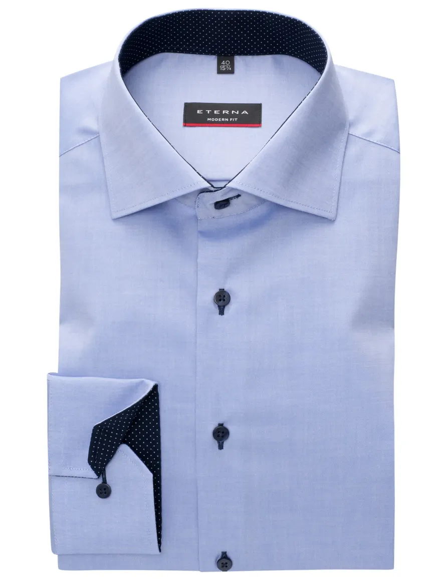 Eterna sleeve 7 overhemd blauw navy knopen