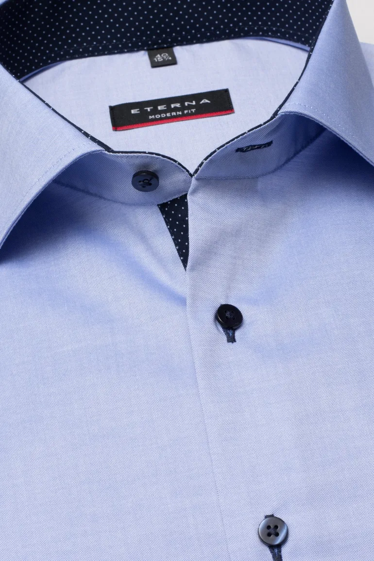 Eterna sleeve 7 overhemd blauw navy knopen