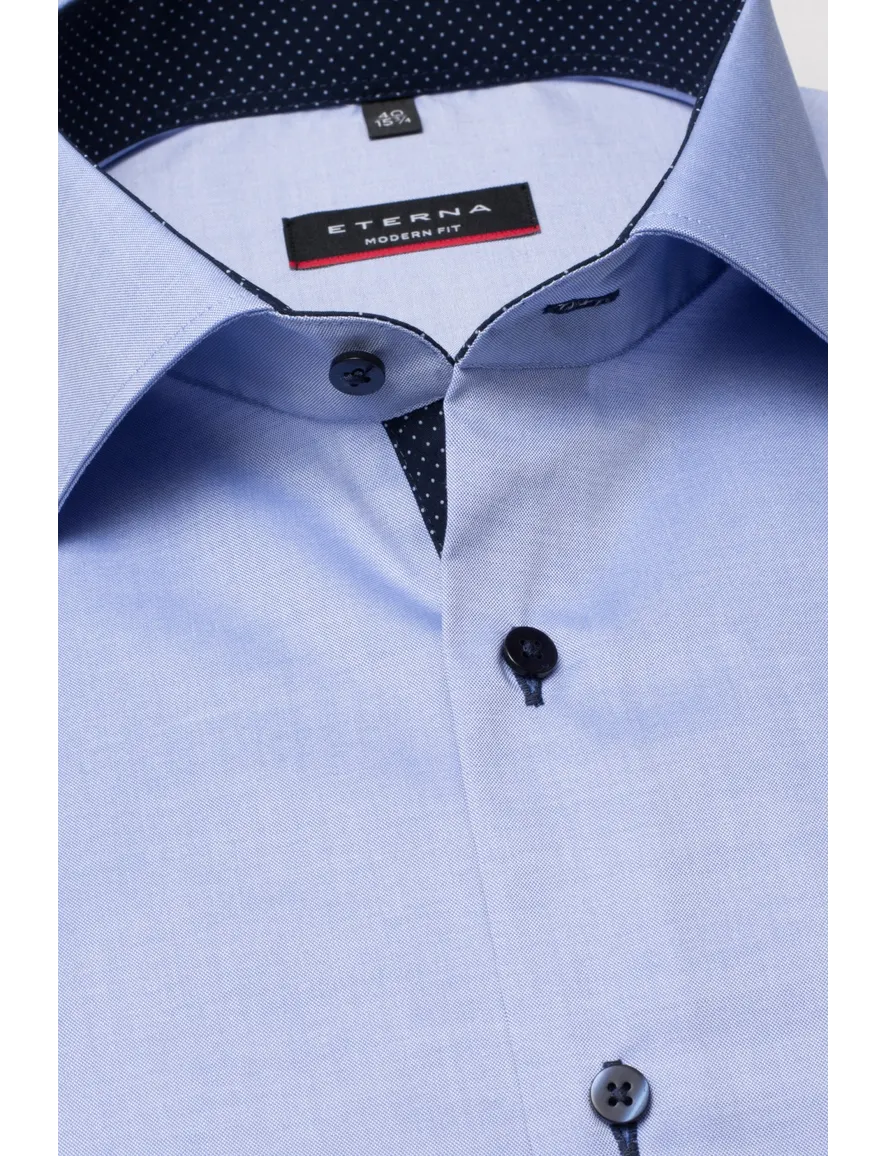 Eterna sleeve 7 overhemd blauw navy knopen