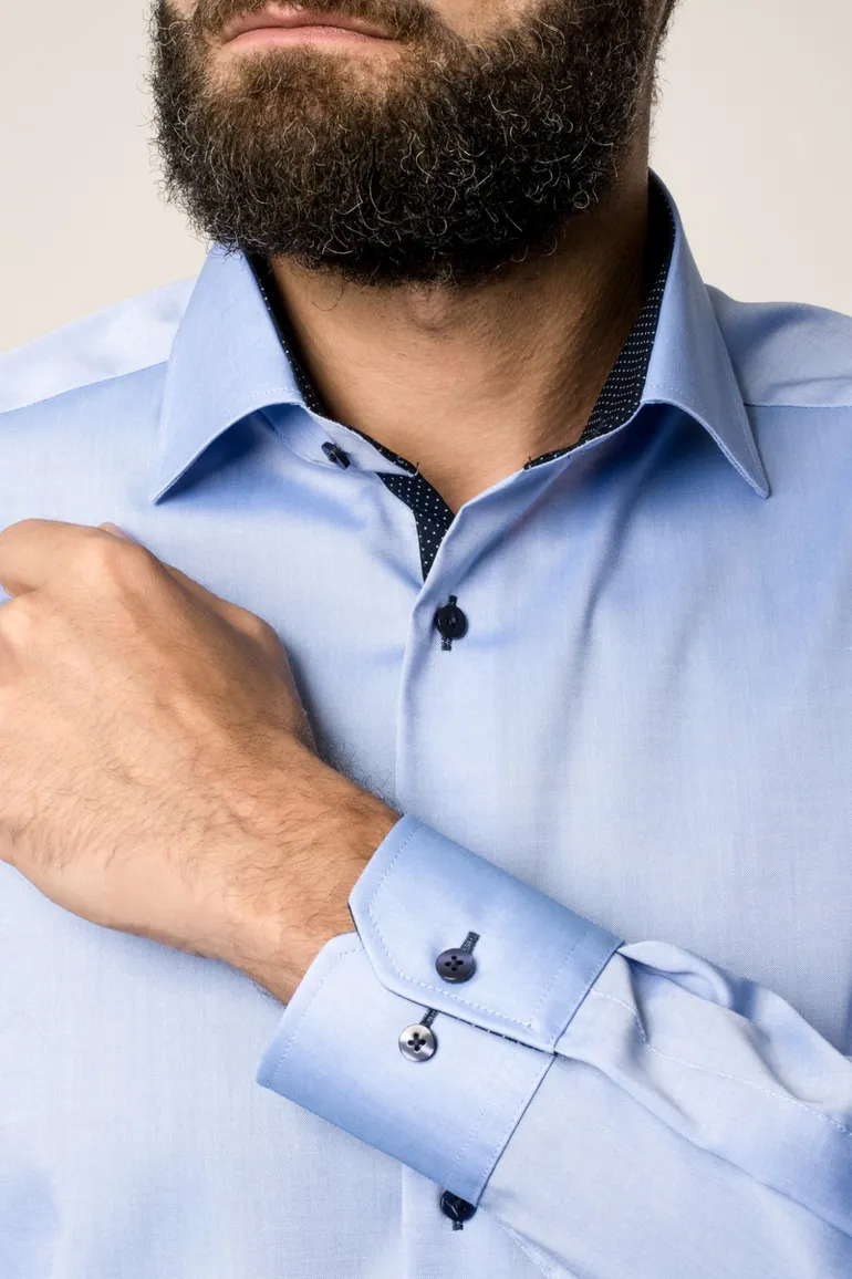 Eterna sleeve 7 overhemd blauw navy knopen