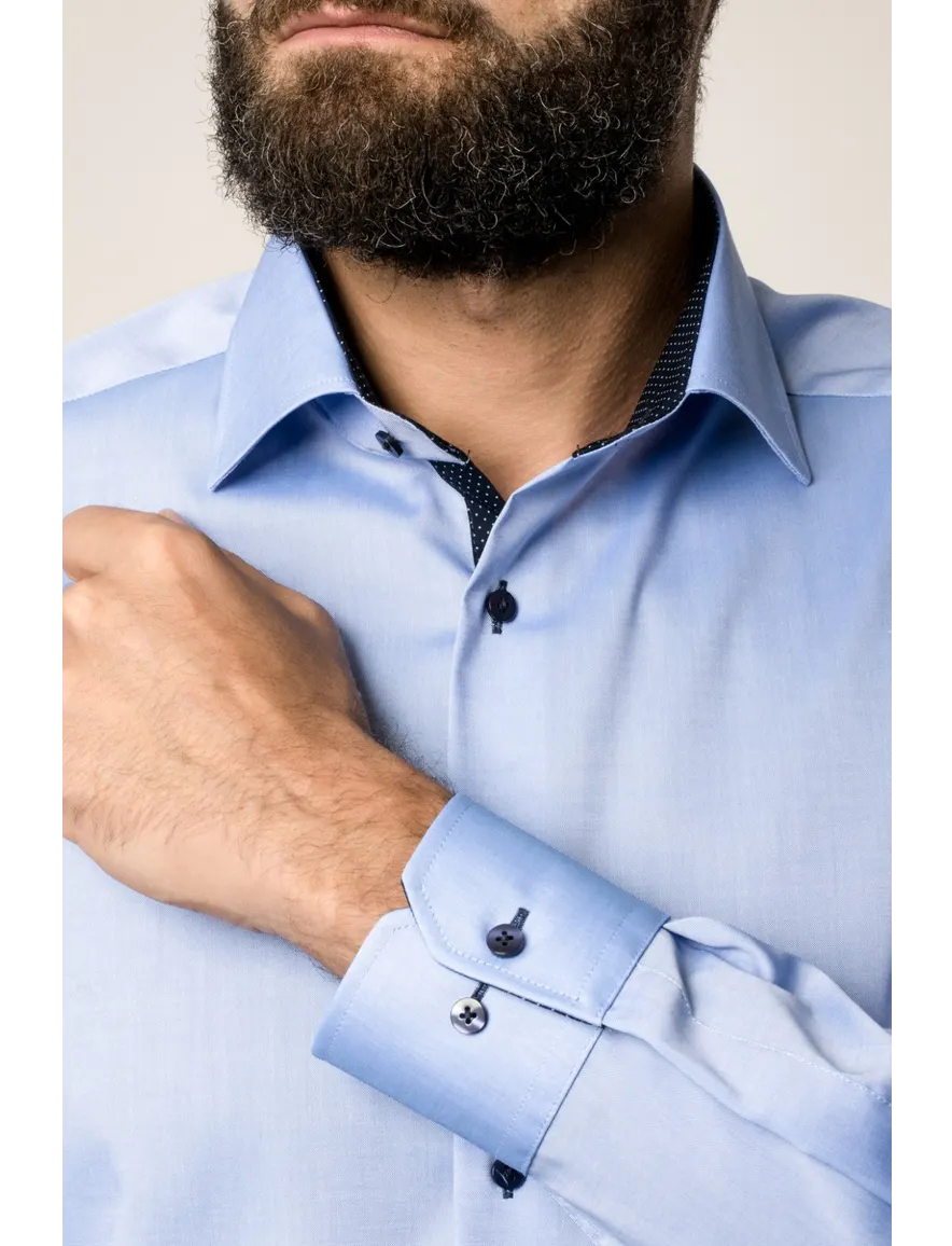 Eterna sleeve 7 overhemd blauw navy knopen
