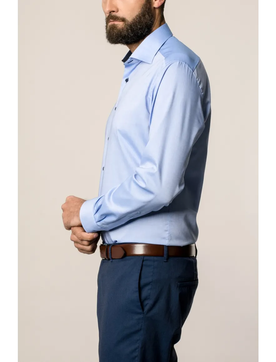 Eterna sleeve 7 overhemd blauw navy knopen