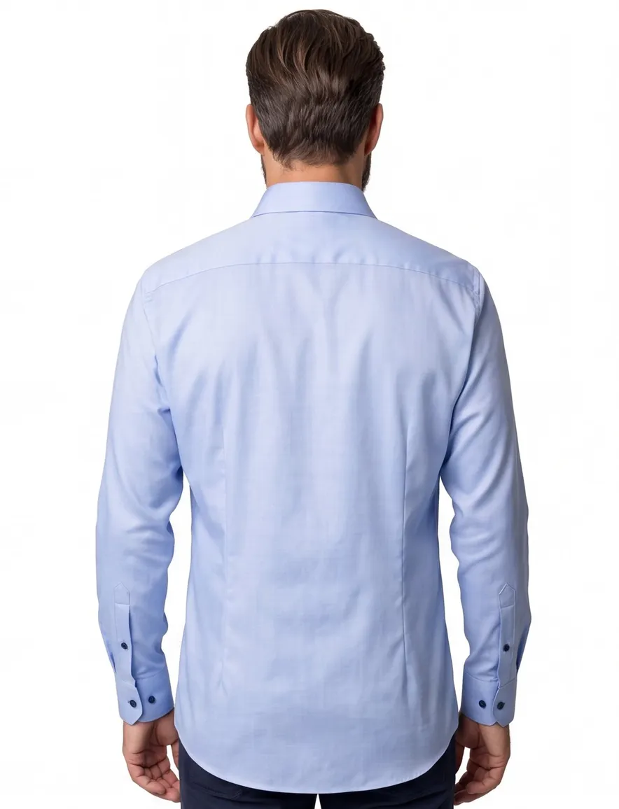 Eterna sleeve 7 overhemd blauw navy knopen