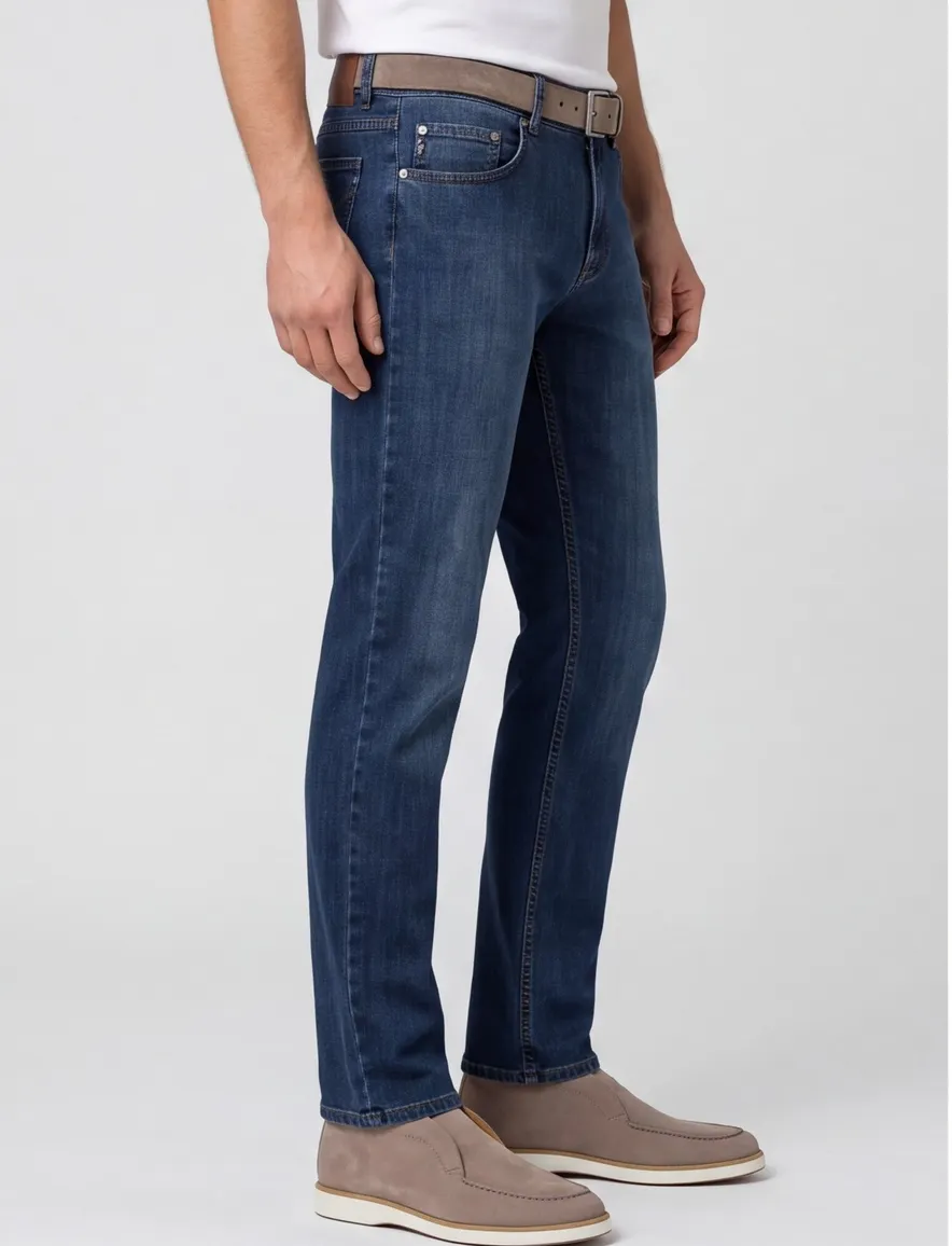 pantalon Brax blauw denim, katoen Cooper