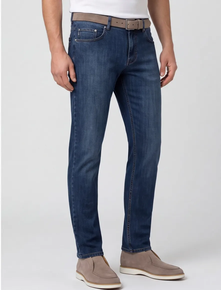 pantalon Brax blauw denim, katoen Cooper
