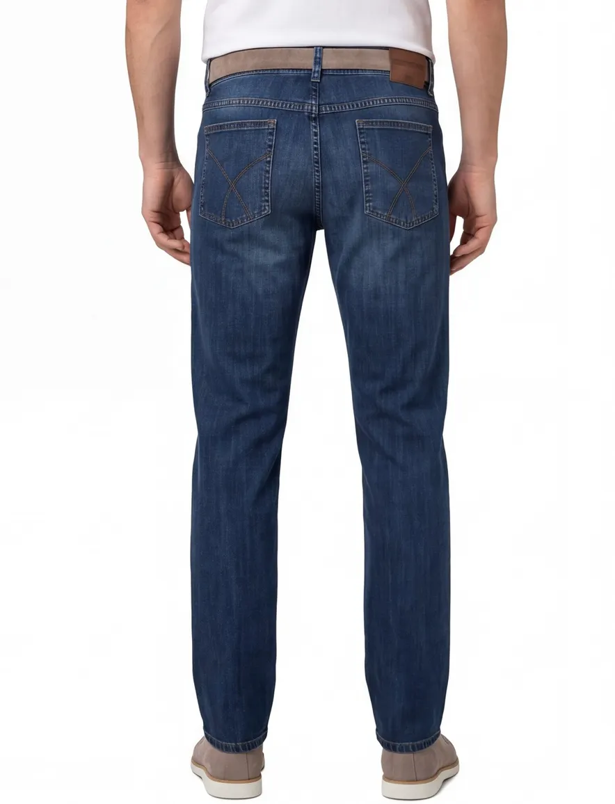 pantalon Brax blauw denim, katoen Cooper