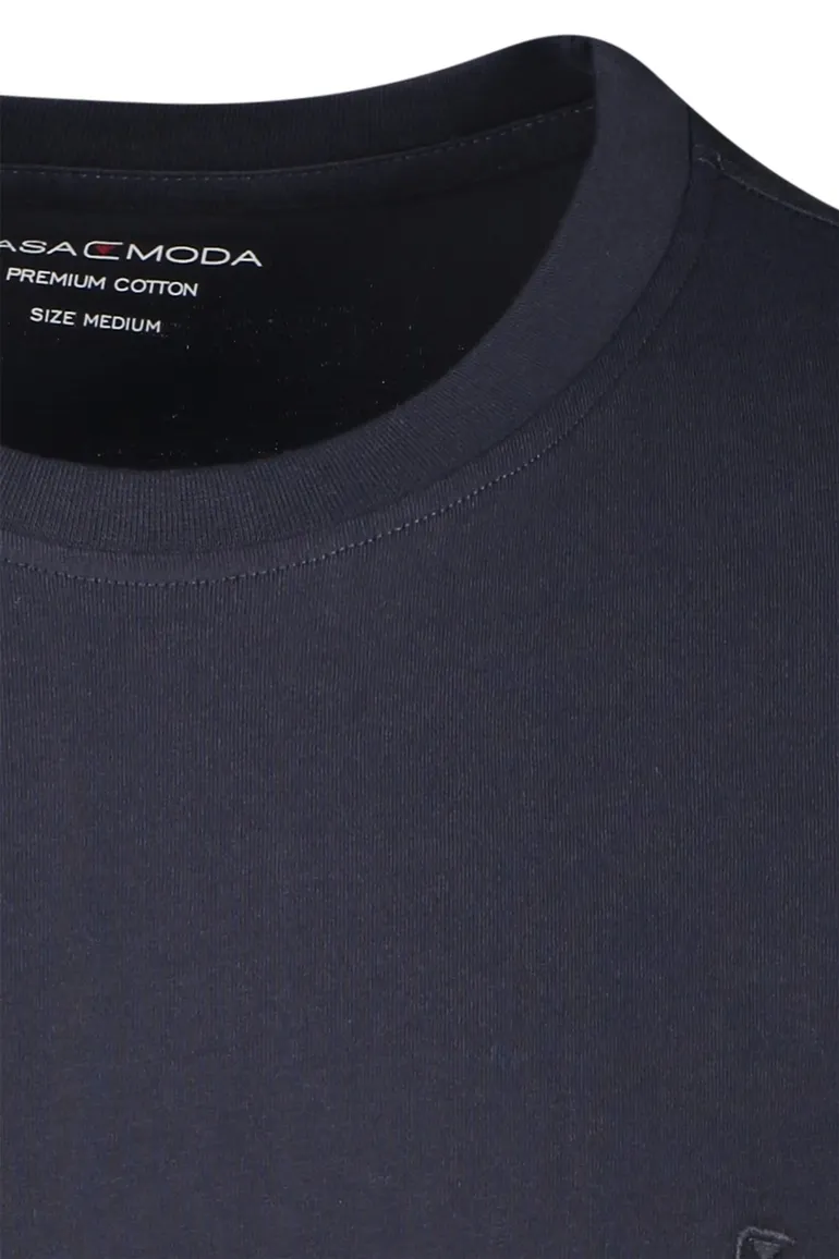 Casa Moda t-shirt effen donkerblauw katoen
