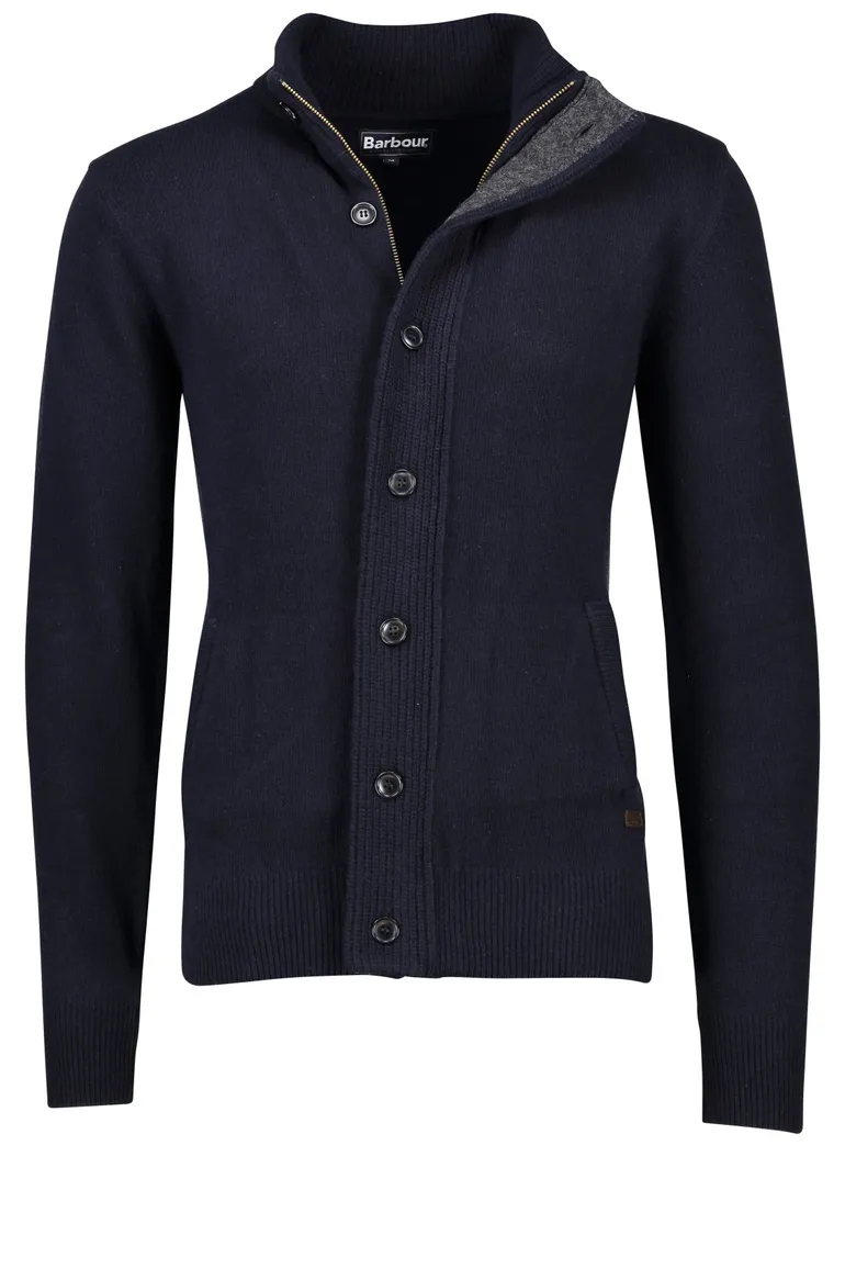Barbour lamswollen vest opstaande kraag donkerblauw rits + knoop effen