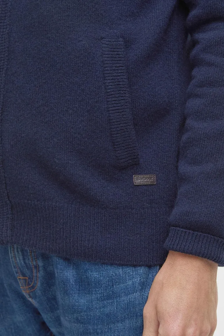 Barbour lamswollen vest opstaande kraag donkerblauw rits + knoop effen