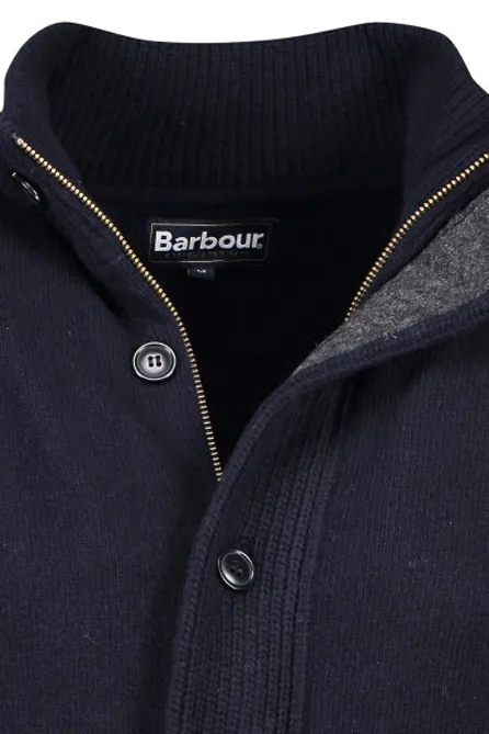 Barbour lamswollen vest opstaande kraag donkerblauw rits + knoop effen