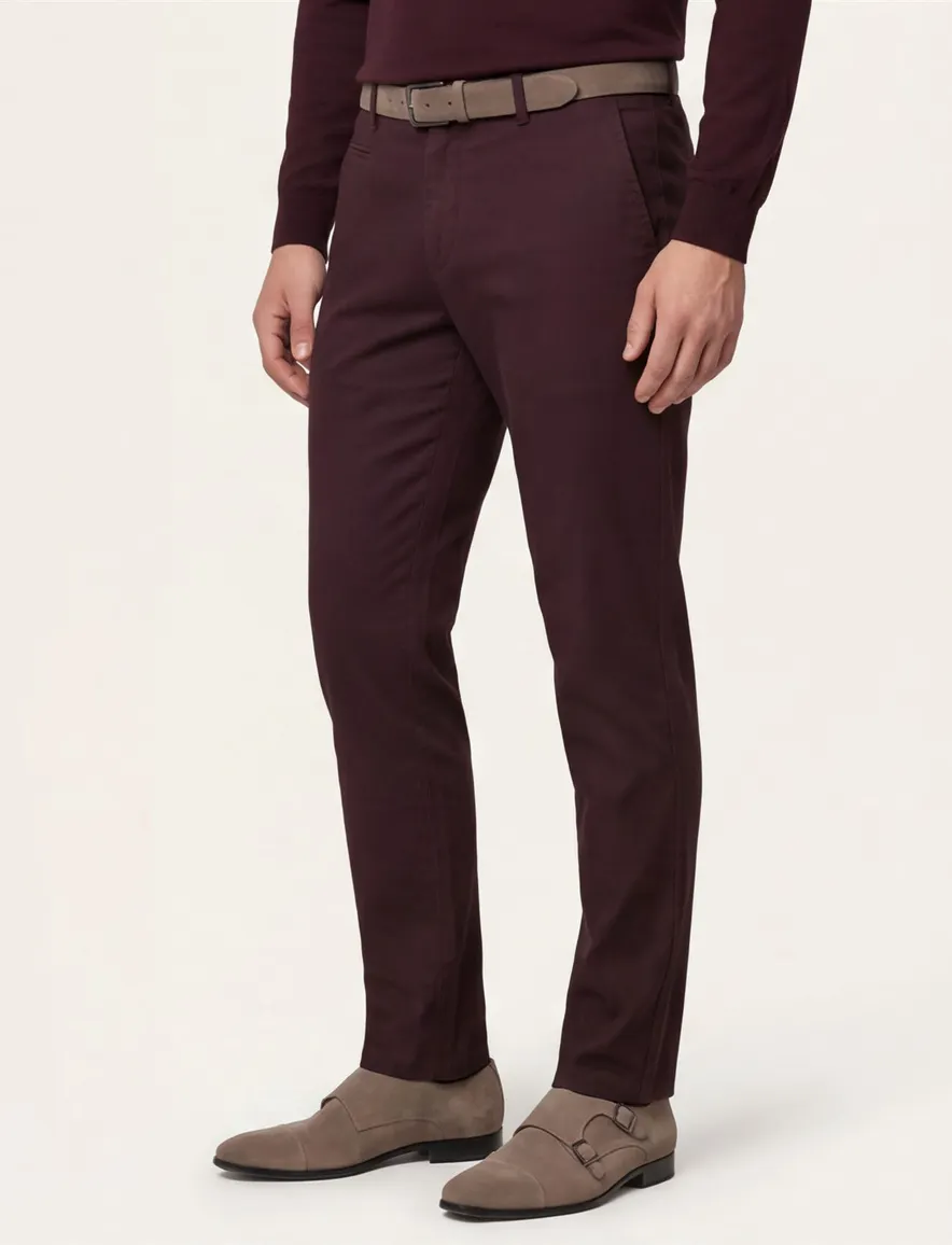 Broek Portofino aubergine slim fit