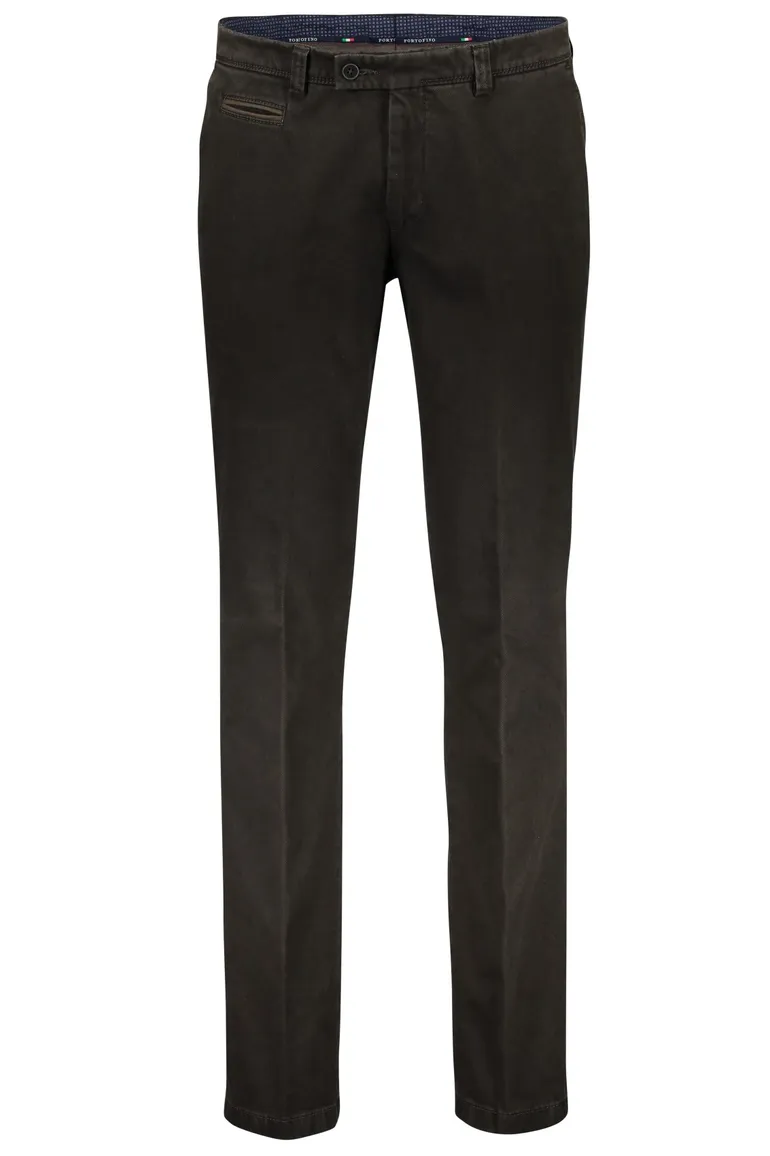 Portofino slim fit pantalon donkerbruin