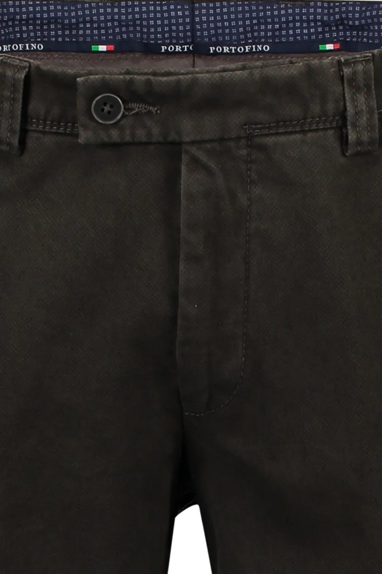 Portofino slim fit pantalon donkerbruin