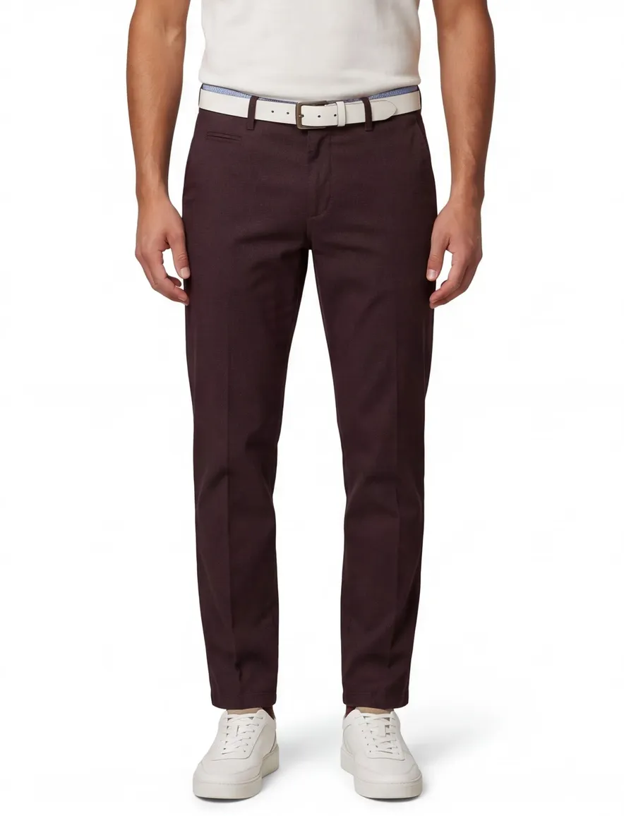Portofino broek slim fit aubergine