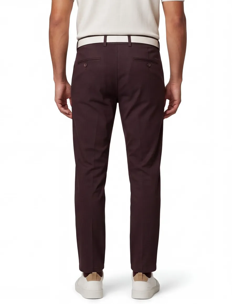 Portofino broek slim fit aubergine