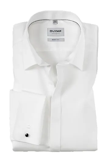 Olymp Olymp overhemd mouwlengte 7 Level Five extra slim fit wit effen katoen body fit
