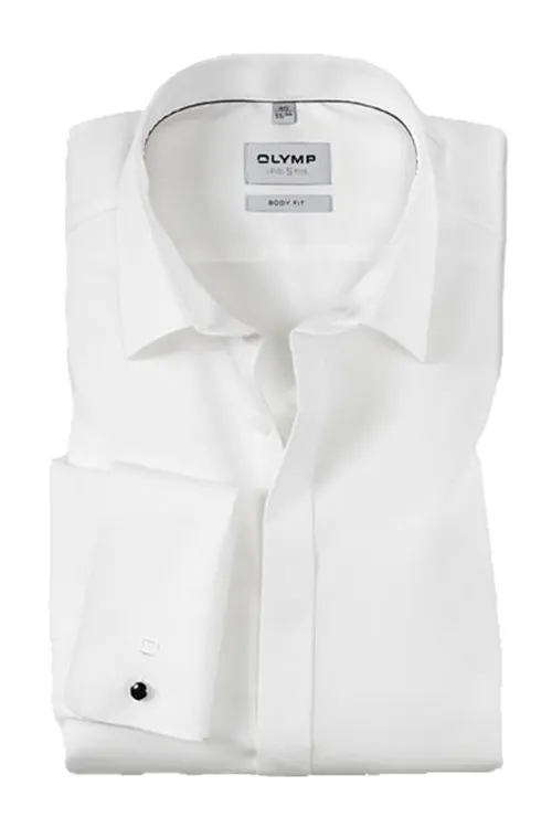 Olymp overhemd mouwlengte 7 Level Five extra slim fit wit effen katoen body fit