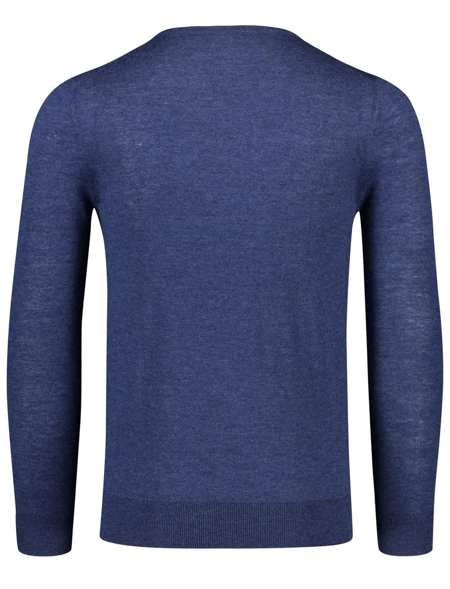 Olymp Level 5 pullover ronde hals navy scheerwol