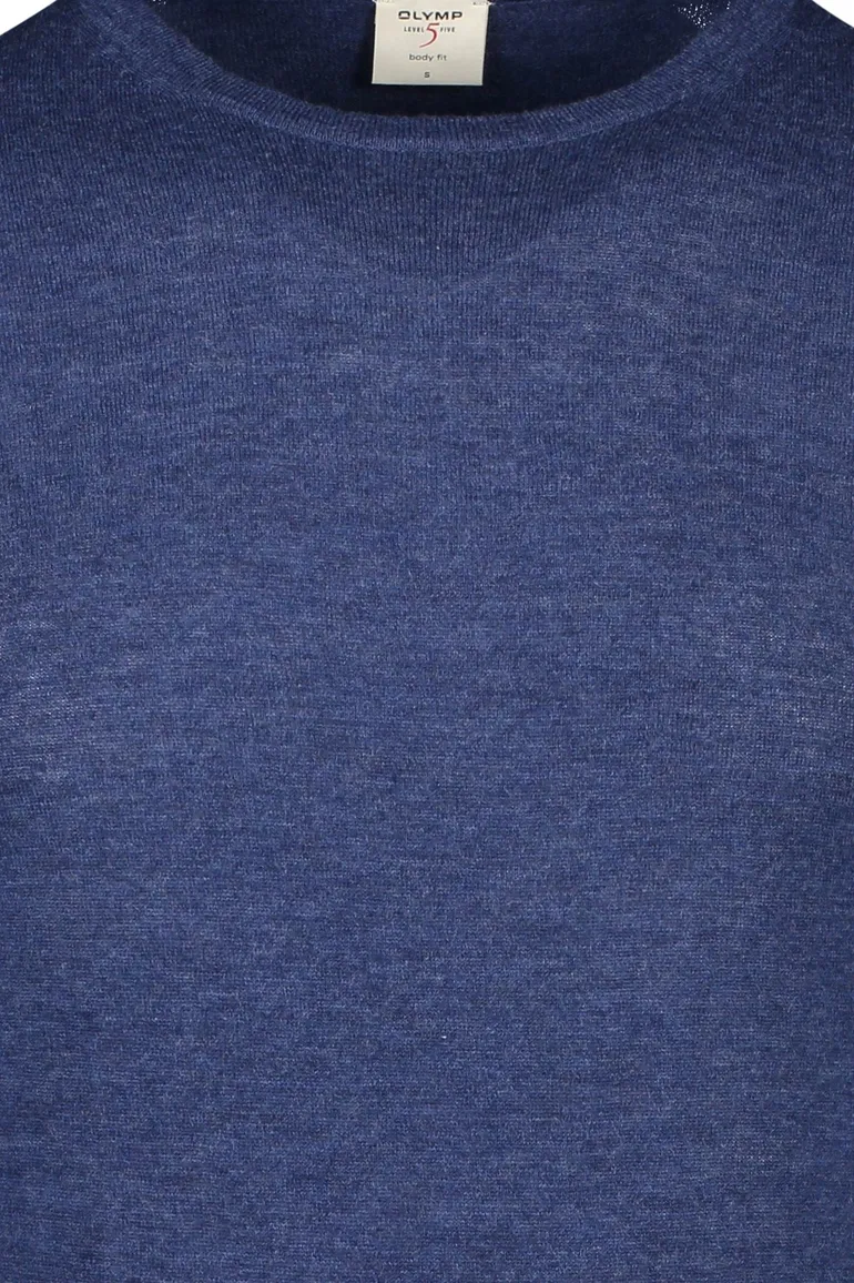 Olymp Level 5 pullover ronde hals navy scheerwol