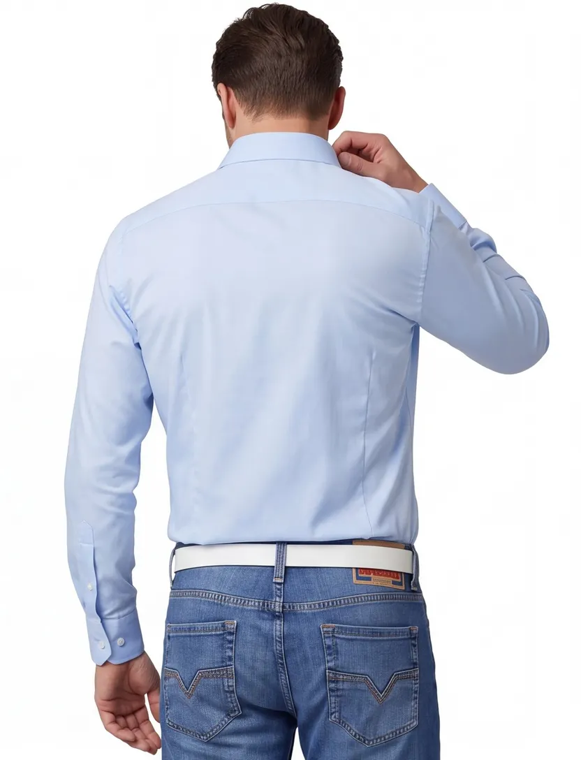 Mouwlengte 7 overhemd Olymp blauw