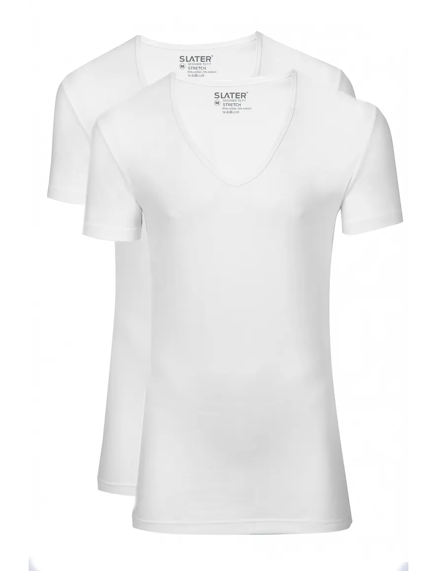 2-pack Slater t-shirt wit effen