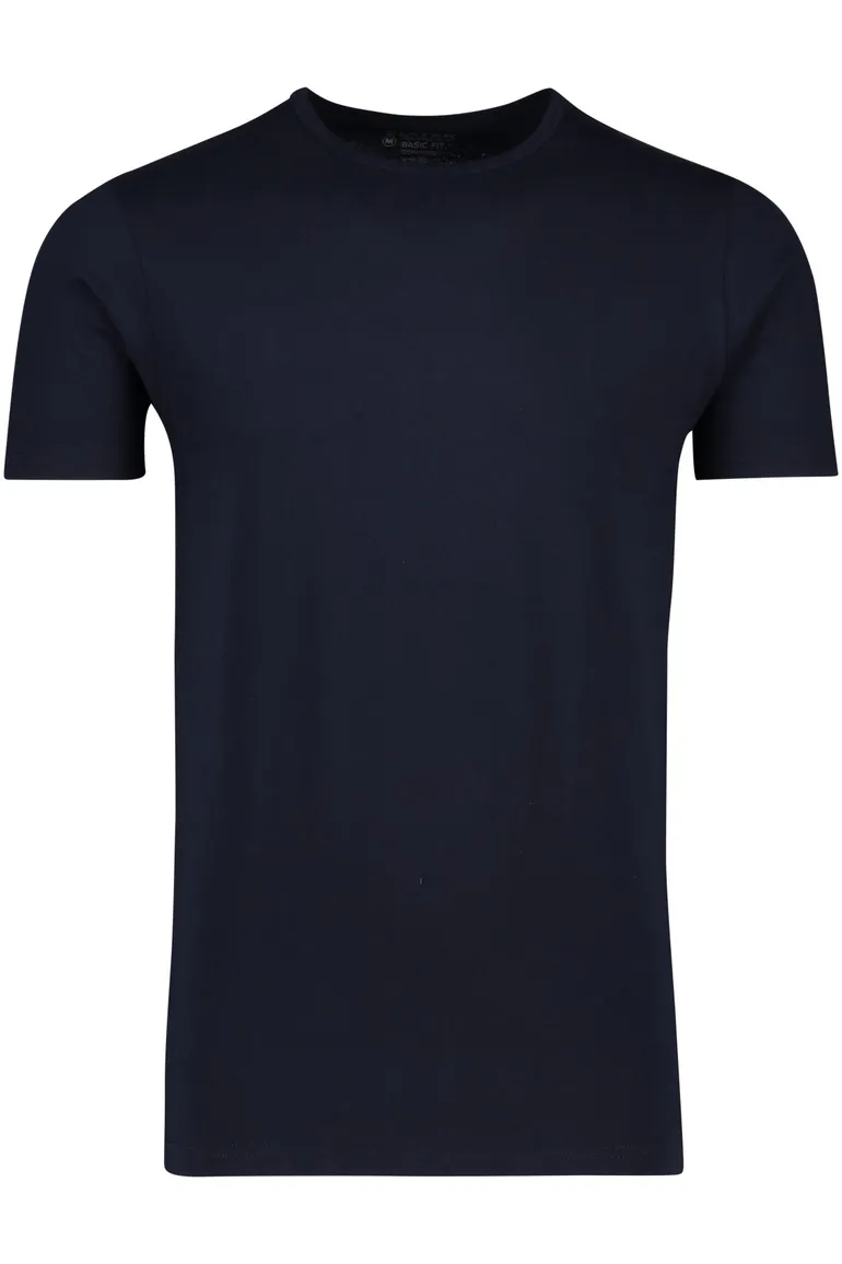 Slater t-shirt donkerblauw effen katoen 2-pack